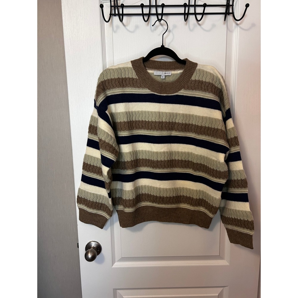 BALTIC BORN Striped Knit Sweater Pullover‎ Long Sleeve Women's XL Cozy Warm